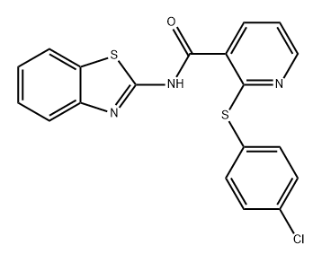 3-Pyridinecarboxamide, N-2-benzothiazolyl-2-[(4-chlorophenyl)thio]- 구조식 이미지