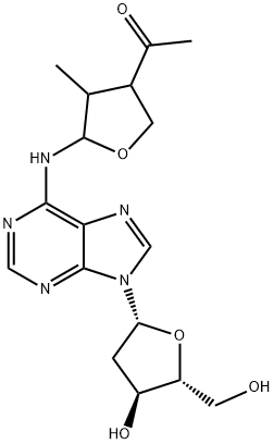 1-(5-((9-((2R,4S,5R)-4-Hydroxy-5-(hydroxymethyl)tetrahydrofuran-2-yl)-9H-purin-6-yl)amino)-4-methyltetrahydrofuran-3-yl)ethanone Structure