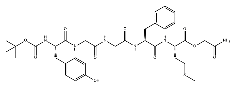 L-Methionine, N-[N-[N-[N-[N-[(1,1-dimethylethoxy)carbonyl]-L-tyrosyl]glycyl]glycyl]-L-phenylalanyl]-, 2-amino-2-oxoethyl ester (9CI) 구조식 이미지