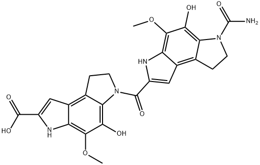 Benzo[1,2-b:4,3-b']dipyrrole-2-carboxylic acid, 6-[[6-(aminocarbonyl)-3,6,7,8-tetrahydro-5-hydroxy-4-methoxybenzo[1,2-b:4,3-b']dipyrrol-2-yl]carbonyl]-3,6,7,8-tetrahydro-5-hydroxy-4-methoxy- Structure