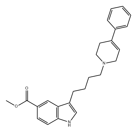 1H-Indole-5-carboxylic acid, 3-[4-(3,6-dihydro-4-phenyl-1(2H)-pyridinyl)butyl]-, methyl ester 구조식 이미지