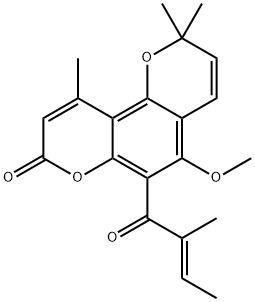 5-Methoxy-2,2,10-trimethyl-6-[(Z)-2-methyl-1-oxo-2-butenyl]-2H,8H-benzo[1,2-b:3,4-b']dipyran-8-one 구조식 이미지