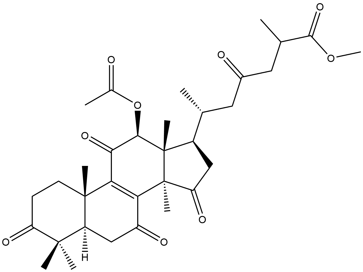 Lanost-8-en-26-oic acid, 12-(acetyloxy)-3,7,11,15,23-pentaoxo-, methyl ester, (12β)- 구조식 이미지