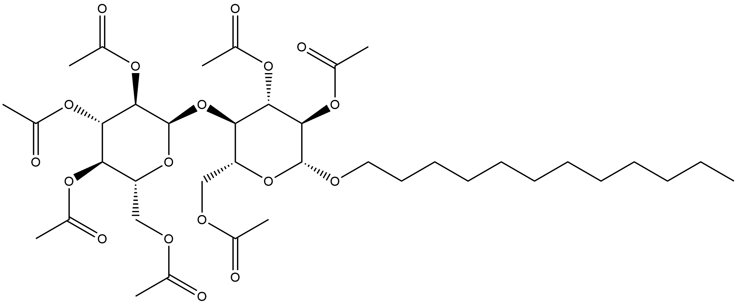 β-D-Glucopyranoside, dodecyl 4-O-(2,3,4,6-tetra-O-acetyl-α-D-glucopyranosyl)-, 2,3,6-triacetate Structure