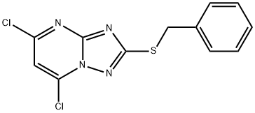 [1,2,4]Triazolo[1,5-a]pyrimidine, 5,7-dichloro-2-[(phenylmethyl)thio]- Structure