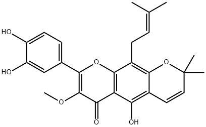 8-(3,4-Dihydroxyphenyl)-5-hydroxy-7-methoxy-2,2-dimethyl-10-(3-methyl-2-butenyl)-2H,6H-benzo[1,2-b:5,4-b']dipyran-6-one 구조식 이미지