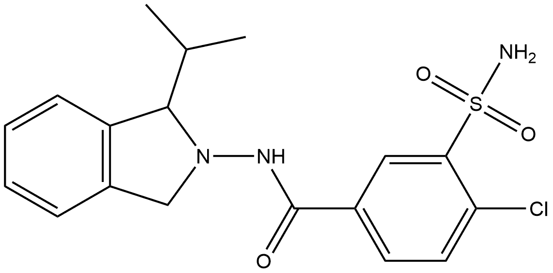 3-(Aminosulfonyl)-4-chloro-N-[1,3-dihydro-1-(1-methylethyl)-2H-isoindol-2-yl]benzamide 구조식 이미지