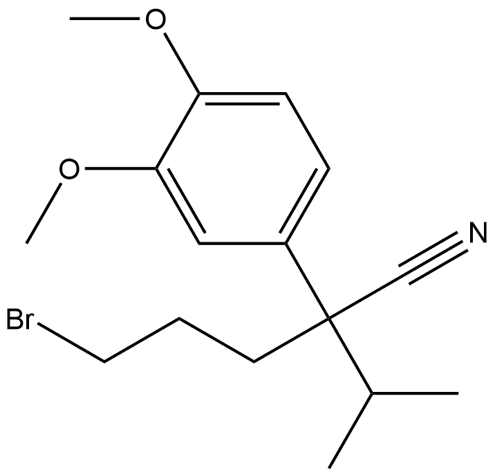 Benzeneacetonitrile, α-(3-bromopropyl)-3,4-dimethoxy-α-(1-methylethyl)- Structure