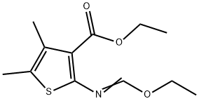 3-Thiophenecarboxylic acid, 2-[(ethoxymethylene)amino]-4,5-dimethyl-, ethyl ester 구조식 이미지