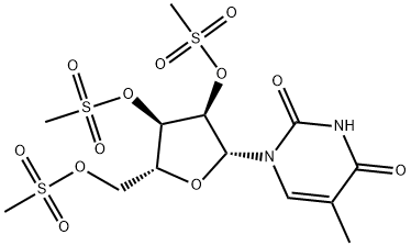 Uridine, 5-methyl-, 2',3',5'-trimethanesulfonate Structure