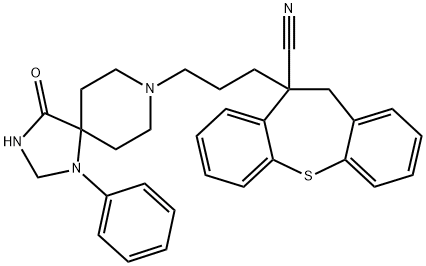 10-(3-(4-Oxo-1-phenyl-1,3,8-triazaspiro[4.5]decan-8-yl)propyl)-10,11-dihydrodibenzo[b,f]thiepine-10-carbonitrile Structure