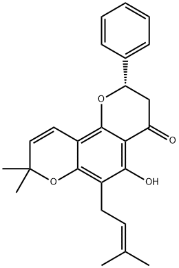 (2S)-2,3-Dihydro-5-hydroxy-8,8-dimethyl-2α-phenyl-6-(3-methyl-2-butenyl)-4H,8H-benzo[1,2-b:3,4-b']dipyran-4-one Structure