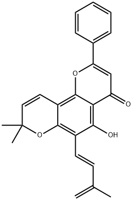 5-Hydroxy-8,8-dimethyl-2-phenyl-6-[(1E)-3-methyl-1,3-butanedienyl]-4H,8H-benzo[1,2-b:3,4-b']dipyran-4-one Structure