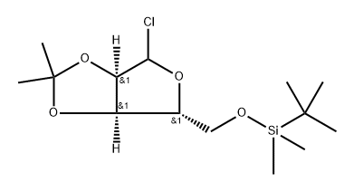 tert-Butyl(((3aR,4R,6aR)-6-chloro-2,2-dimethyltetrahydrofuro[3,4-d][1,3]dioxol-4-yl)methoxy)dimethylsilane 구조식 이미지