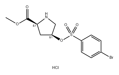 L-Proline, 4-[[(4-bromophenyl)sulfonyl]oxy]-, methyl ester, hydrochloride (1:1), (4S)- 구조식 이미지