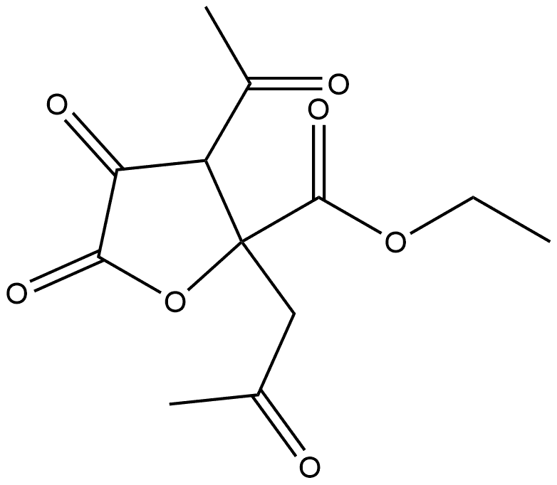 2-Pentulosaric acid, 3-acetyl-3-deoxy-4-C-(2-oxopropyl)-, 1,4-lactone, 5-ethyl ester 구조식 이미지