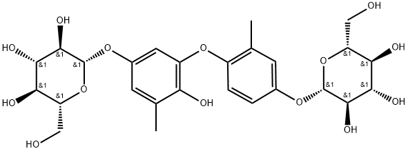 β-D-Glucopyranoside, 4-[5-(β-D-glucopyranosyloxy)-2-hydroxy-3-methylphenoxy]-3-methylphenyl Structure