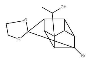 1-(1'-bromospiro(1,3-dioxolane-2,9'-pentacyclo[4.3.0.0~2,4~.0~3,8~.0~5,7~]non)-4'-yl)ethanol 구조식 이미지