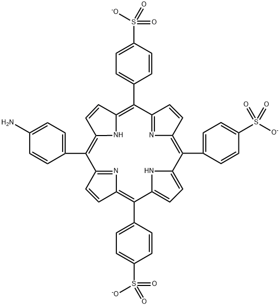 5-(4-aminophenyl)-10,15,20-(tri-4-sulfonatophenyl)porphyrin triammonium Structure