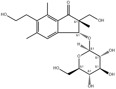 1H-Inden-1-one, 3-(β-D-glucopyranosyloxy)-2,3-dihydro-6-(2-hydroxyethyl)-2-(hydroxymethyl)-2,5,7-trimethyl-, (2R,3R)- Structure