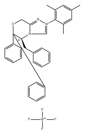 8H-1,2,4-Triazolo[3,4-c][1,4]oxazinium, 5,6-dihydro-6,6-diphenyl-5-(phenylmethyl)-2-(2,4,6-trimethylphenyl)-, (5S)-, tetrafluoroborate(1-) (1:1) Structure