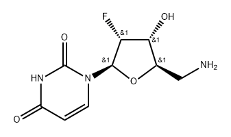 1-((2R,3R,4R,5R)-5-(aminomethyl)-3-fluoro-4-hydroxytetrahydrofuran-2-yl)pyrimidine-2,4(1H,3H)-dione Structure