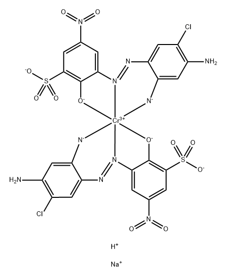 Chromate(3-), bis[3-[[2-(amino-κN)-4-amino-5-chlorophenyl]azo-κN1]-2-(hydroxy-κO)-5-nitrobenzenesulfonato(3-)]-, disodium hydrogen 구조식 이미지