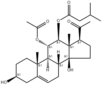 11α-Acetoxy-3β,14β-dihydroxy-12β-[(3-methyl-1-oxobutyl)oxy]pregn-5-en-20-one Structure