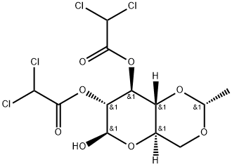 β-D-Glucopyranose, 4,6-O-(1R)-ethylidene-, 2,3-bis(2,2-dichloroacetate) Structure