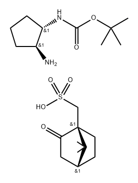 Bicyclo[2.2.1]heptane-1-methanesulfonic acid, 7,7-dimethyl-2-oxo-, (1S,4R)-, compd. with 1,1-dimethylethyl N-[(1S,2S)-2-aminocyclopentyl]carbamate (1:1) Structure