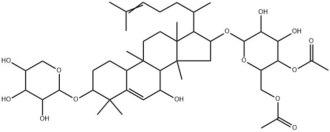 [3β-(β-D-Xylopyranosyloxy)-7β-hydroxycucurbita-5,24-dien-16β-yl]4-O,6-O-diacetyl-β-D-glucopyranoside 구조식 이미지