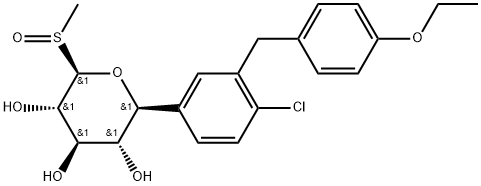 β-L-Xylopyranose, 5-C-[4-chloro-3-[(4-ethoxyphenyl)methyl]phenyl]-1-deoxy-1-(methylsulfinyl)-, (5S)- 구조식 이미지