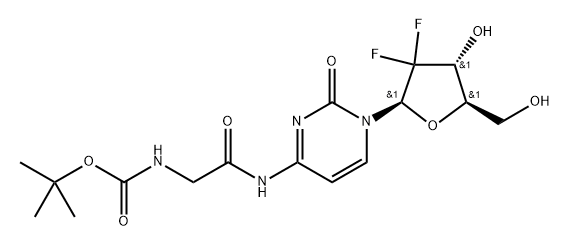 tert-butyl N-[({1-[(2R,4R,5R)-3,3-difluoro-4-hydroxy-5-(hydro xymethyl)oxolan-2-yl]-2-oxo-1,2-dihydropyrimidin4-yl}carbamoyl)methyl]carbamate Structure