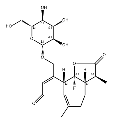 Azuleno[4,5-b]furan-2,7-dione, 9-[(β-D-glucopyranosyloxy)methyl]-3,3a,4,5,9a,9b-hexahydro-3,6-dimethyl-, (3S,3aS,9aS,9bS)- Structure