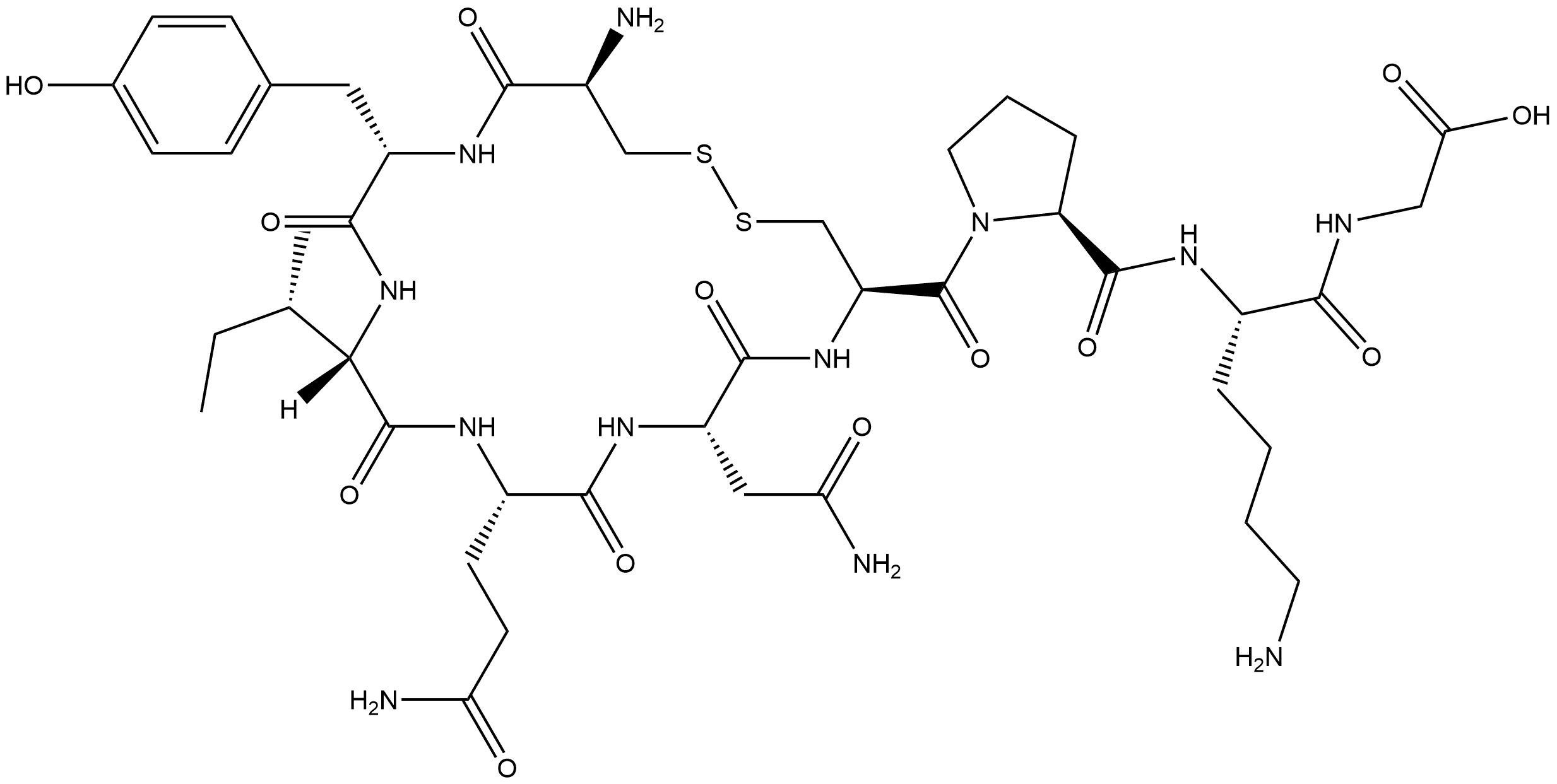 Oxytocin, 8-L-lysine-9-glycine- (9CI) Structure