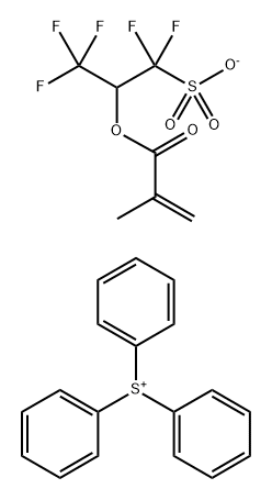 Sulfonium, triphenyl-, salt with 1-(difluorosulfomethyl)-2,2,2-trifluoroethyl 2-methyl-2-propenoate (1:1) Structure