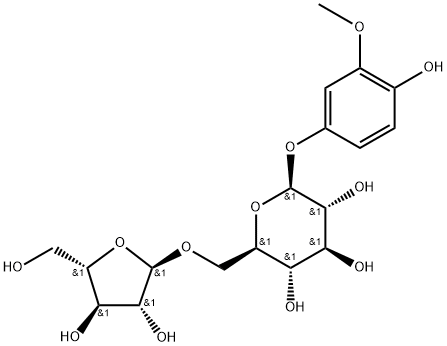 β-D-Glucopyranoside, 4-hydroxy-3-methoxyphenyl 6-O-α-L-arabinofuranosyl- Structure