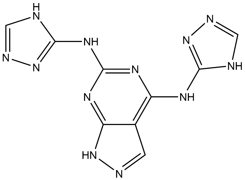 1H-Pyrazolo[3,4-d]pyrimidine-4,6-diamine, N6-(2,3-dihydro-1H-1,2,4-triazol-3-yl)-N4-1H-1,2,4-triazol-3-yl- Structure