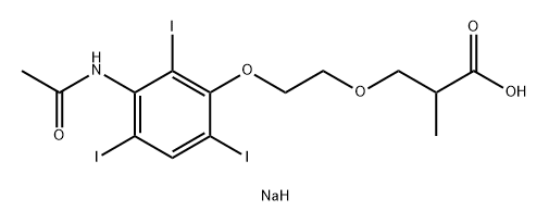 2-((2-(3-ACETAMIDO-2,4,6-TRIIODOPHENOXY)ETHOXY)METHYL)PROPIONIC ACID SODIUMSALT Structure