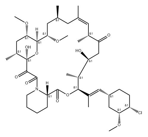 15,19-Epoxy-3H-pyrido[2,1-c][1,4]oxaazacyclotricosine-1,7,20,21(4H,23H)-tetrone, 3-[(1E)-2-[(1R,3R,4S)-4-chloro-3-methoxycyclohexyl]-1-methylethenyl]-5,6,8,11,12,13,14,15,16,17,18,19,24,25,26,26a-hexadecahydro-5,19-dihydroxy-14,16-dimethoxy-4,8,10,12,18-pentamethyl-, (3S,4R,5S,8R,9E,12S,14S,15R,16S,18R,19R,26aS)- Structure