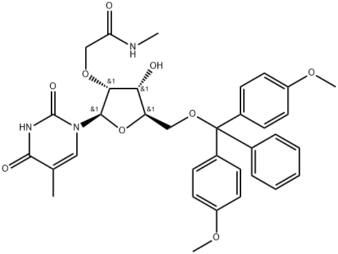 Uridine, 5'-O-[bis(4-methoxyphenyl)phenylmethyl]-5-methyl-2'-O-[2-(methylamino)-2-oxoethyl]- Structure