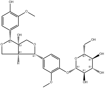 8-Hydroxypinoresinol-4′-O-β-D-glucopyranoside 구조식 이미지