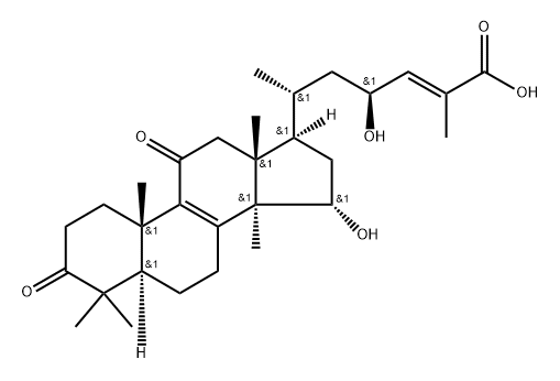 (24E)-15α,23-Dihydroxy-3,11-dioxo-5α-lanosta-8,24-dien-26-oic acid 구조식 이미지