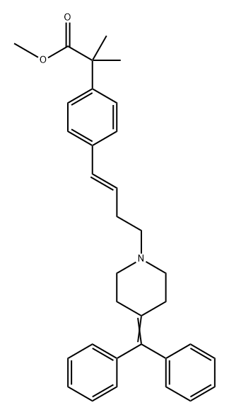 (E)-2-(4-(4-(4-(Diphenylmethylene)piperidin-1-yl)but-1-en-1-yl)phenyl)-2-methylpropanoic Acid Structure