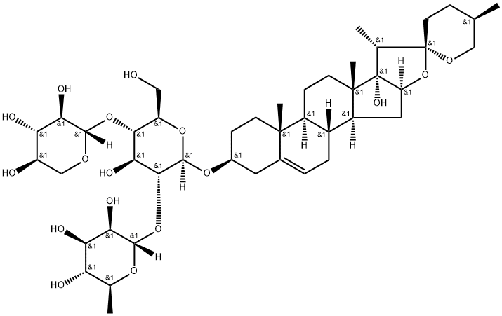 Pennogenin 3-O-alpha-L-rhamnopyranosyl-(1-2)-beta-D-xylopyranosyl-(1-4)-beta-D-glucopyranoside 구조식 이미지