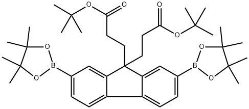 9H-Fluorene-9,9-dipropanoic acid, 2,7-bis(4,4,5,5-tetramethyl-1,3,2-dioxaborolan-2-yl)-, 9,9-bis(1,1-dimethylethyl) ester Structure