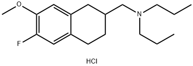 2-Naphthalenemethanamine, 6-fluoro-1,2,3,4-tetrahydro-7-methoxy-N,N-dipropyl-, hydrochloride (1:1) 구조식 이미지