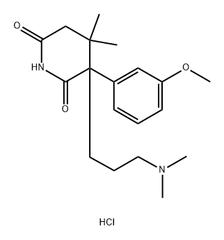2,6-Piperidinedione, 3-[3-(dimethylamino)propyl]-3-(3-methoxyphenyl)-4,4-dimethyl-, hydrochloride (1:1) 구조식 이미지
