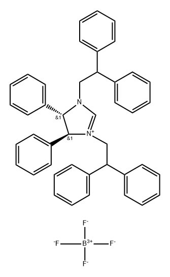 (4S,5S)-1,3-Bis(2,2-diphenylethyl)-4,5-diphenyl-4,5-dihydro-1H-imidazol-3-ium tetrafluoroborate Structure