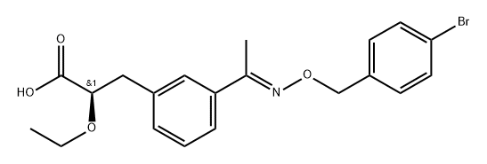 Benzenepropanoic acid, 3-[(3E)-1-[[(4-bromophenyl)methoxy]imino]ethyl]-α-ethoxy-, (αR)- Structure